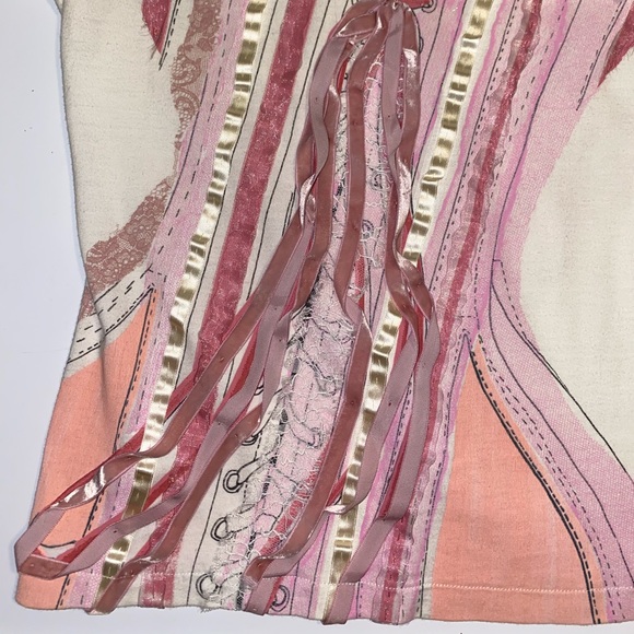 Christian Dior Rare Runway Corset White Pink Ribbon Shirt - Picture 16 of 16